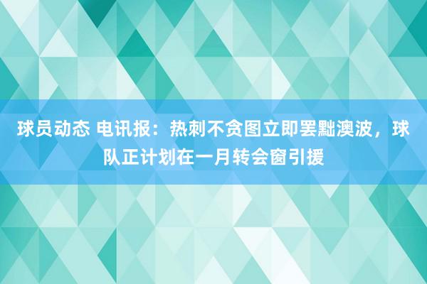 球员动态 电讯报：热刺不贪图立即罢黜澳波，球队正计划在一月转会窗引援