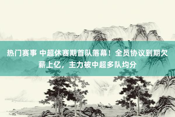 热门赛事 中超休赛期首队落幕！全员协议到期欠薪上亿，主力被中