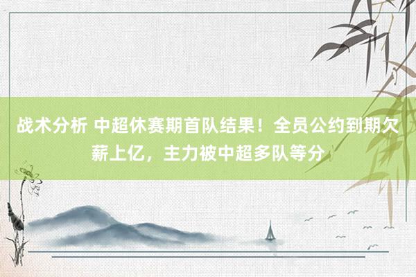 战术分析 中超休赛期首队结果！全员公约到期欠薪上亿，主力被中